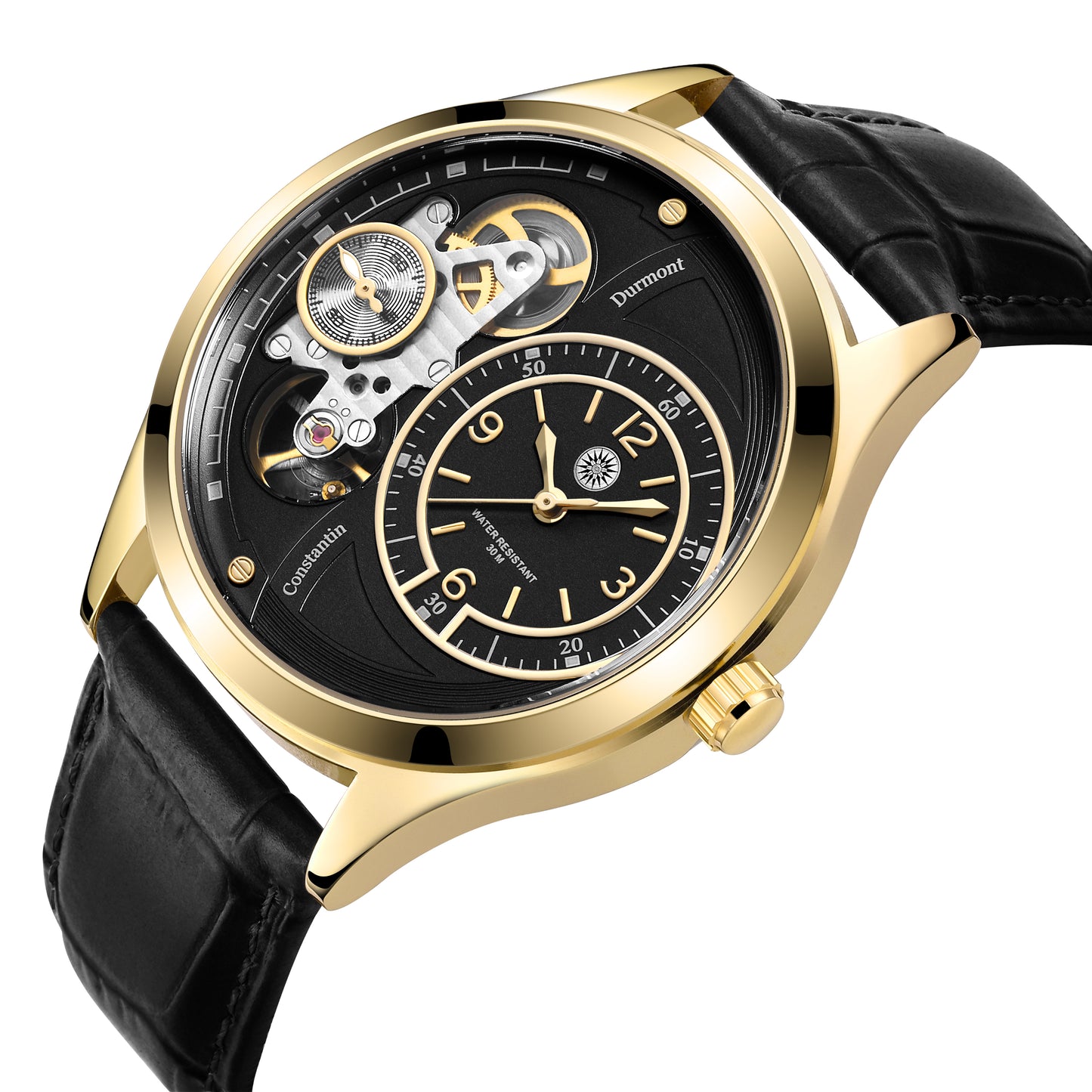 Constantin Durmont Herren Armbanduhr Tourvère Noir Doré