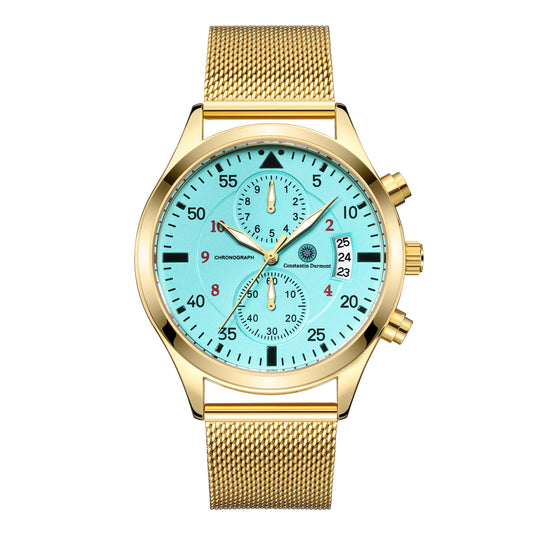 Constantin Durmont Herren Armbanduhr Lumadoré Turquoise Doré